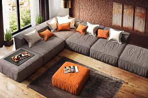 Современный бескаркасный диван Фри коричневого цвета для гостиной